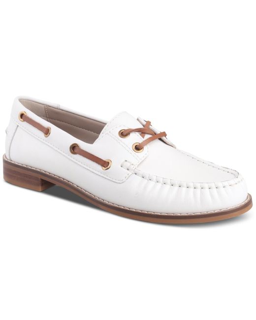 Giani Bernini White Lylaa Boat Shoe Loafers