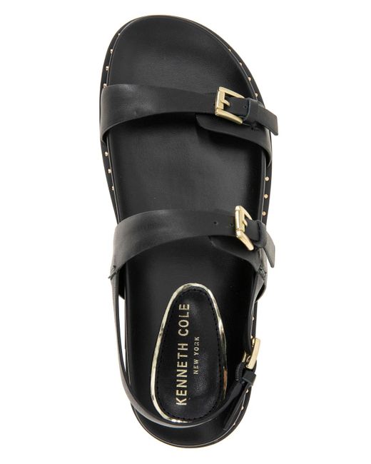 Kenneth Cole Black Drinity Round Toe Flat Sandals