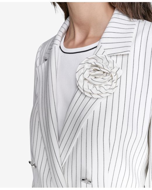 Karl Lagerfeld White Kalr Lagerfeld Paris Striped Double-breasted Jacket