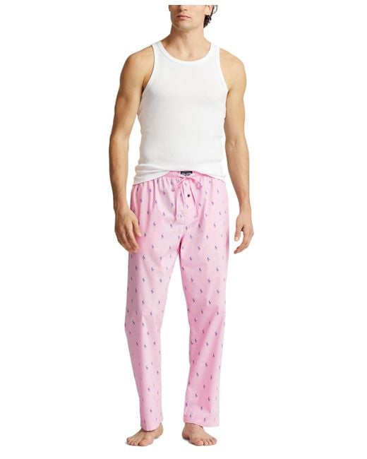 Polo Ralph Lauren Pink Cotton Printed Pajama Pants for men