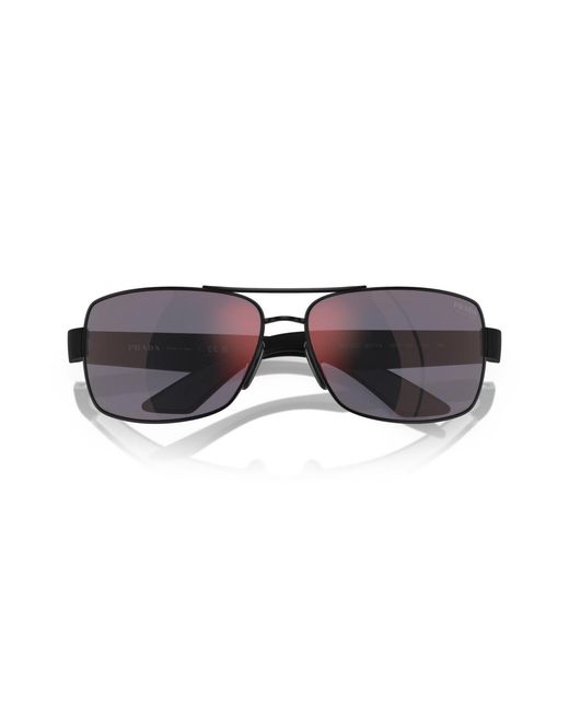 Prada Pink Linea Rossa Rectangle Sunglasses for men
