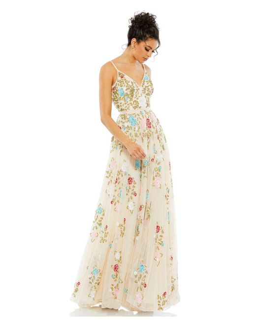 Metallic floral shop embellished evening dress