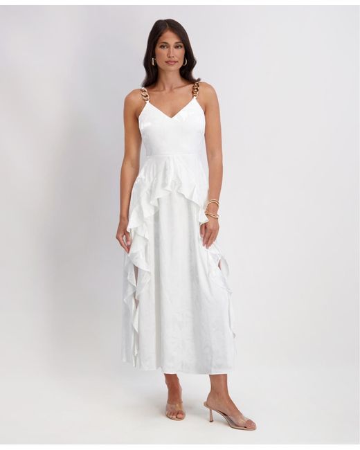 Siena Jewelry White V-neck Long Dress