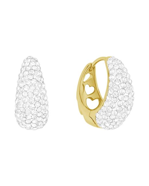 And Now This Women's Metallic Crystal Hinged Hoop Earrings