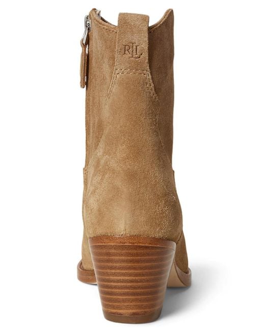 Ralph Lauren Brown Harpher Burnished Leather Booties