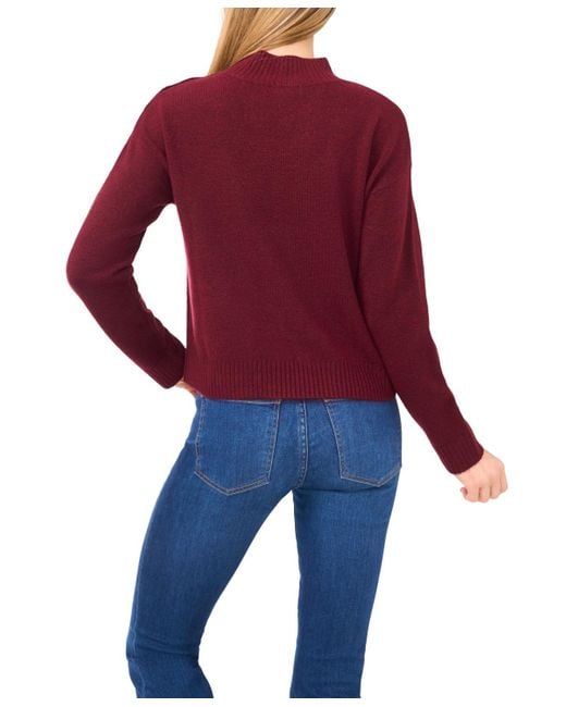 Cece Red Button Detail Sweater