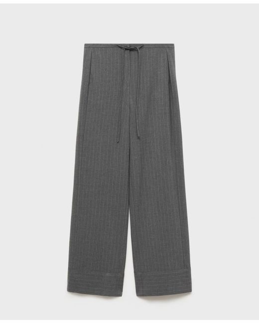 Mango Gray Chalk-stripe Straight Trousers
