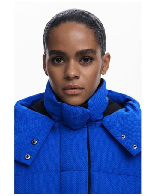 Desigual Blue Long Padded Jacket