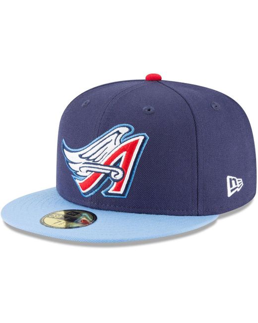 KTZ Blue California Angels Cooperstown Collection Wool 59fifty Fitted Hat for men