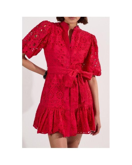 Karen Millen Red Woven Tie Waist Mini Dress