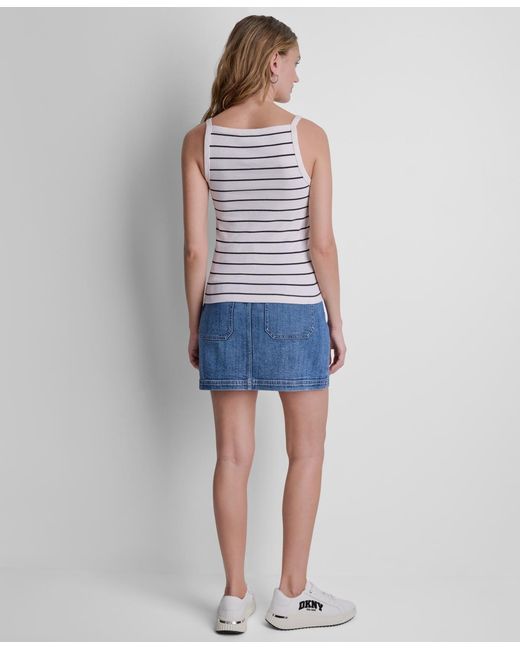DKNY Blue Square Neck Tank Top
