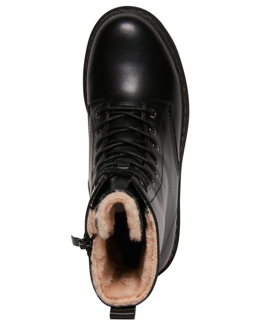 Steve Madden Betty-f Faux-fur Combat Boots in Black | Lyst