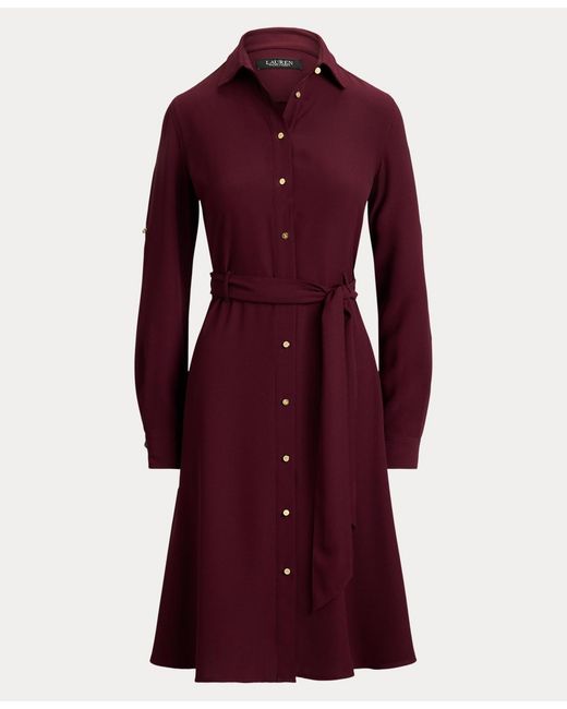Ralph Lauren Red Double-faced Point Collar Shirt Dress