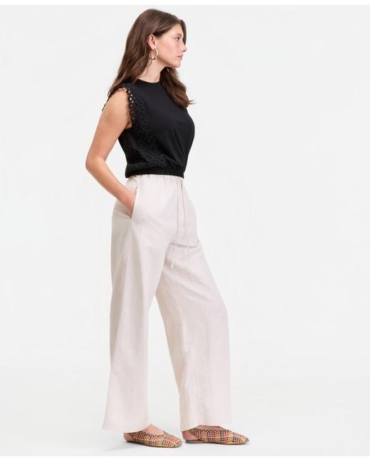 On 34th Multicolor Linen-blend Drawstring Pants