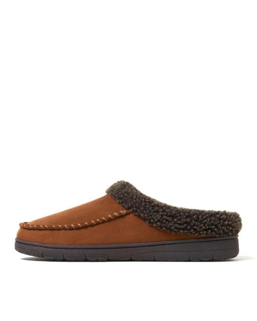 Dearfoams Brown Microsuede Moccasin Toe House Shoe Clog Slipper for men