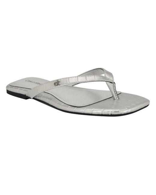 Calvin Klein White Stelea Flat Thong Sandals