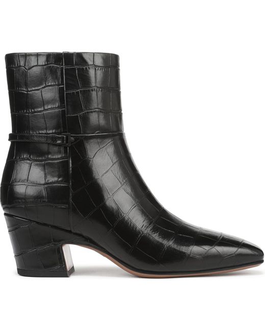 Franco Sarto Black Saydie Square Toe Pull On Short Boots