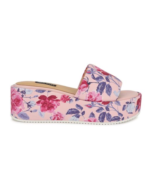 Nine West Pink Copen Slip-on Platform Wedge Sandals