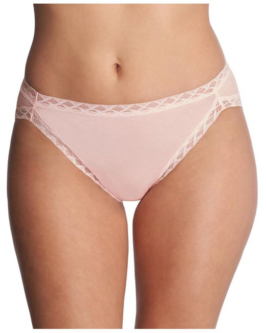 Natori Pink Bliss Lace-trim Cotton French-cut Brief Underwear 152058