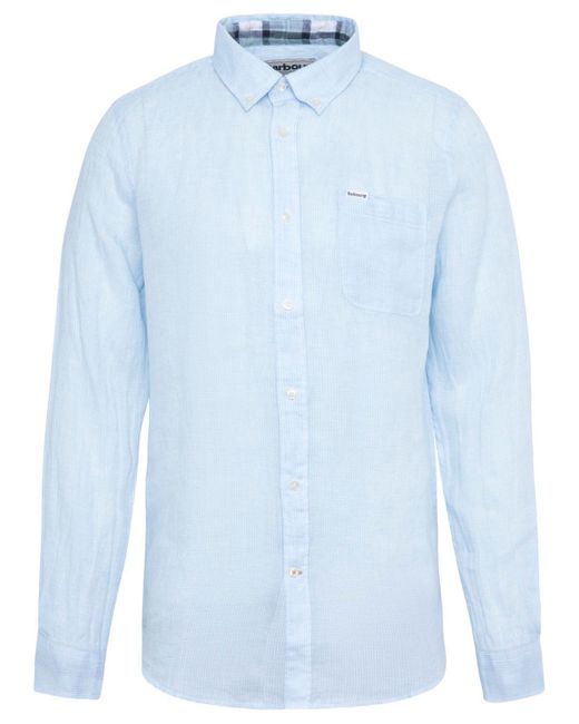 Barbour Blue Linton Linen Tailored Shirt for men