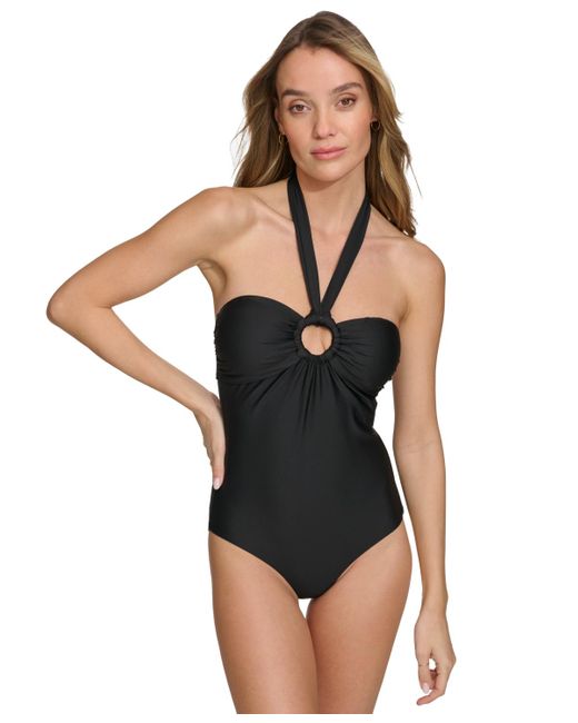 DKNY Black O-ring One-piece Bandeau-neck Swimsuit