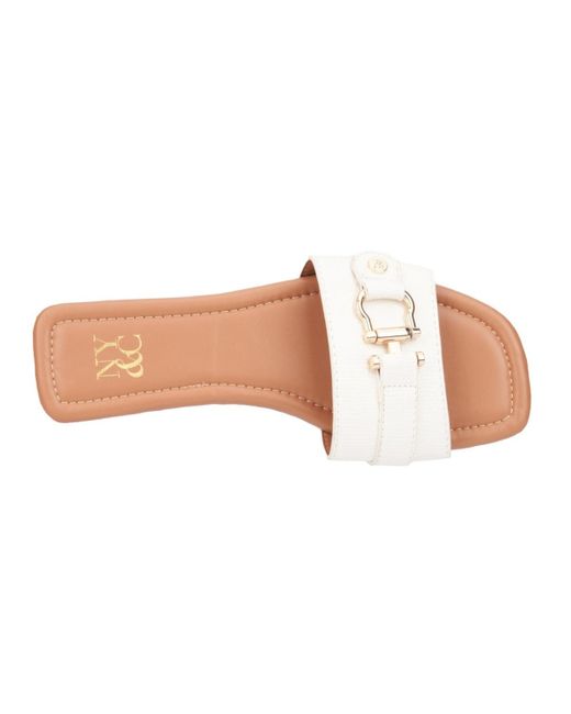 New York & Company White Isolde Slide Sandals