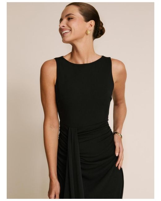 Six Stories Black Drape Gathered Sleeveless Stretch Dress