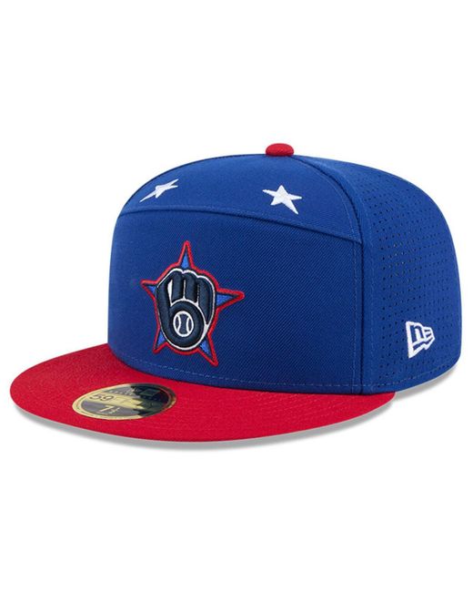 KTZ Blue/red Milwaukee Brewers 2025 Mlb All-star Game Workout Side Patch 59fifty Fitted Hat for men