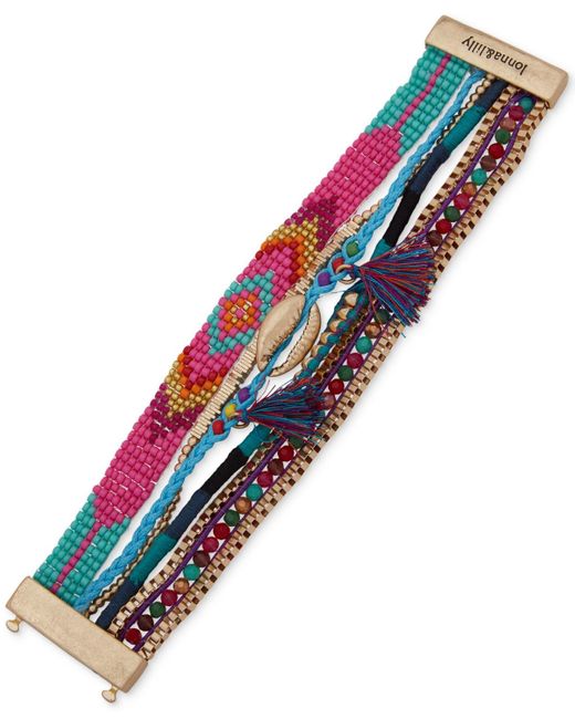 Lonna & Lilly Blue Gold-tone Shell Charm Beaded Friendship-style Wrap Bracelet