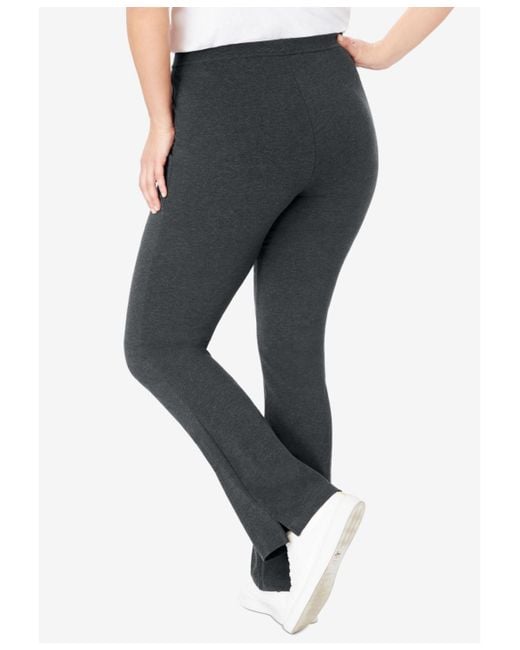 Woman Within Blue Plus Size Within Stretch-cotton Knit Pull-on Bootcut leggings