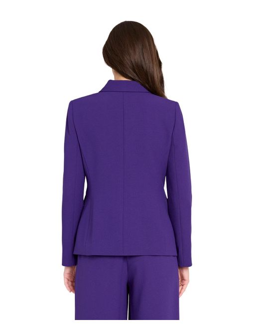 Tahari Purple Peak Lapel One-button Jacket