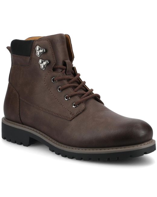 Vance Co. Brown Rogue Round Toe Work Ankle Boots for men