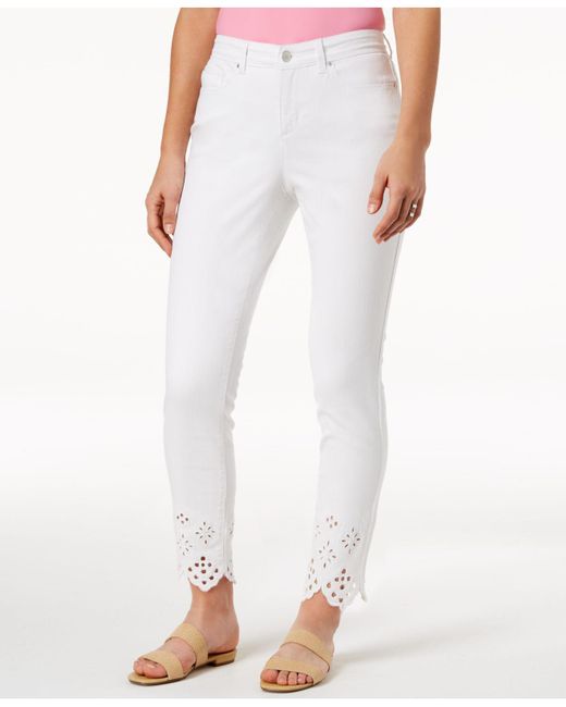 Charter Club White Bristol Eyelet Ankle Skinny Jeans, Created For Macy's