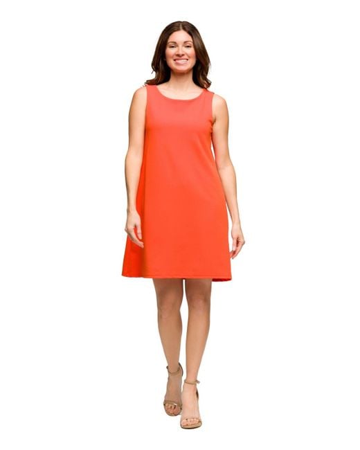 Womens Dresses Shift Dress Size 24 24seven Comfort Apparel Women's Red  Solid Color Sleeveless Mini Shift Dress