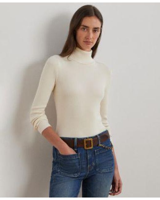 Ralph Lauren Women's Natural Ribbed Turtleneck Sweater P Xs Xxl