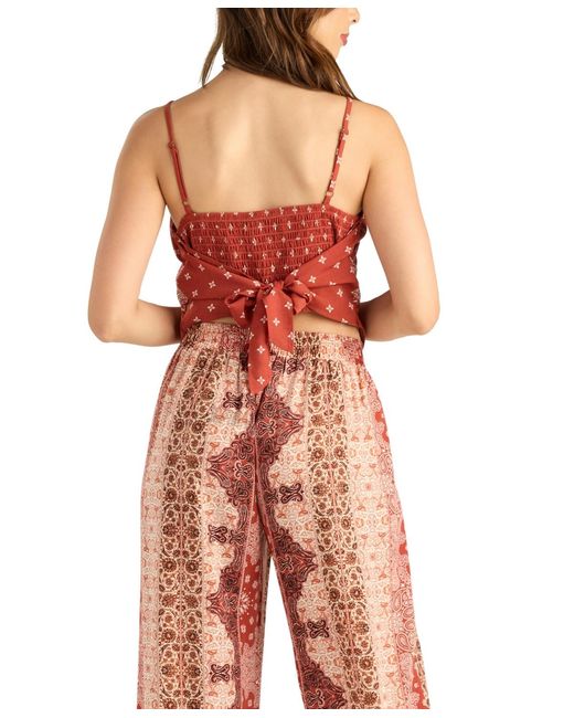 Bcx Red Printed Square-neck Cami Top