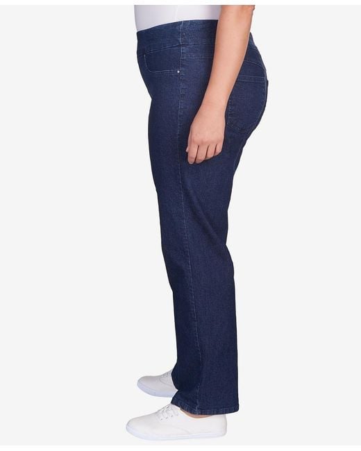 Ruby Rd Blue Plus Size Pull On Denim Pants