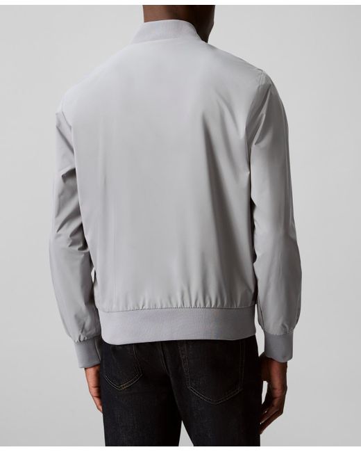 Calvin Klein Gray Logo-print Matte Bomber Jacket for men