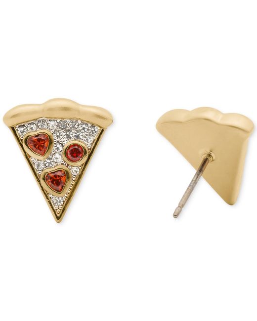 Kate Spade White Cubic Zirconia Pizza My Heart Stud Earrings
