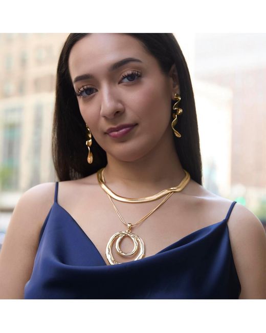 BCBGMAXAZRIA Metallic Wavy Statement Drop Earrings