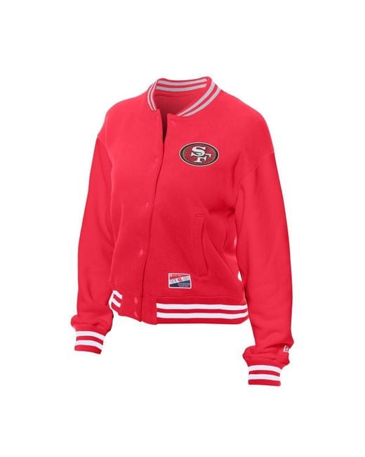 KTZ Red San Francisco 49ers Throwback Fleece Full-snap Jacket