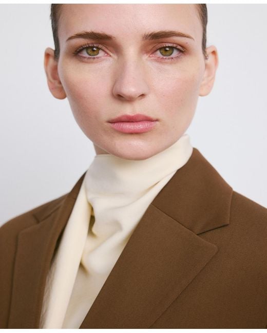 Mango Brown Flap Pockets Straight Blazer