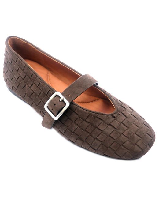 Gentle Souls Brown Winifred Woven Square Toe Flats