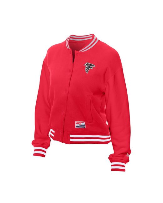 KTZ Red Atlanta Falcons Throwback Fleece Full-snap Jacket