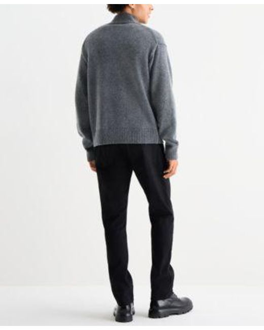 Lucky Brand Gray Quarter Button Mock Neck Sweater Paired With 410 Athletic Slim Fit Jeans for men