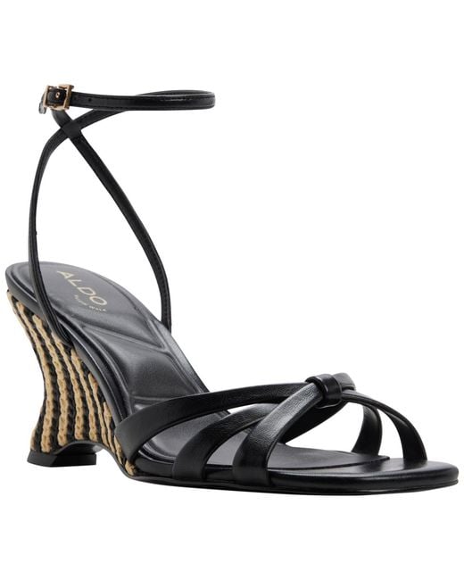 ALDO Black Ermanna Square Toe Wedge Sandals
