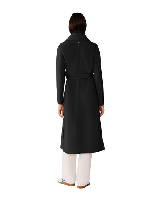 SOIA & KYO Black Britta-u Double Face Wool Wrap Coat