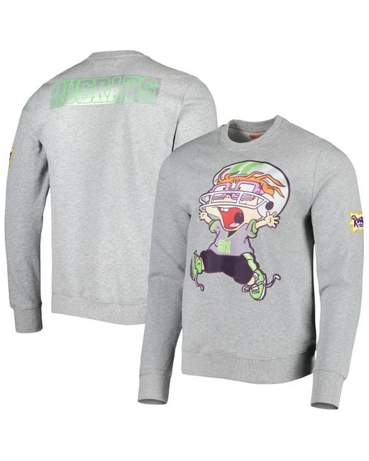 FREEZE MAX Women's Gray And Rugrats Chuckie Runaway Football Pullover Sweatshirt