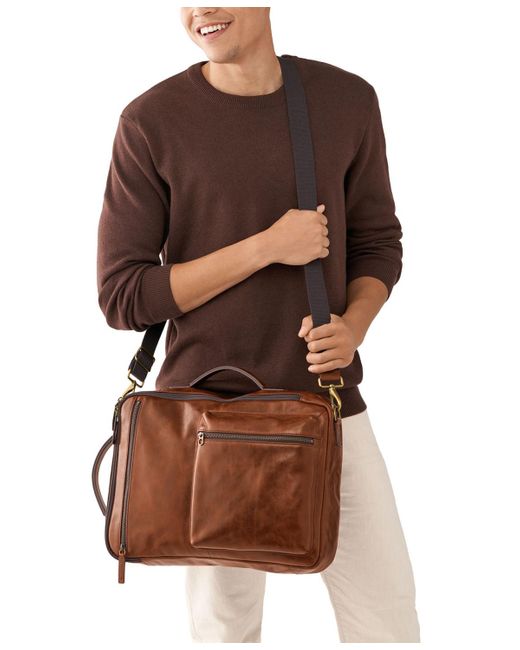 Fossil Brown Buckner Leather Convertible Backpack for men