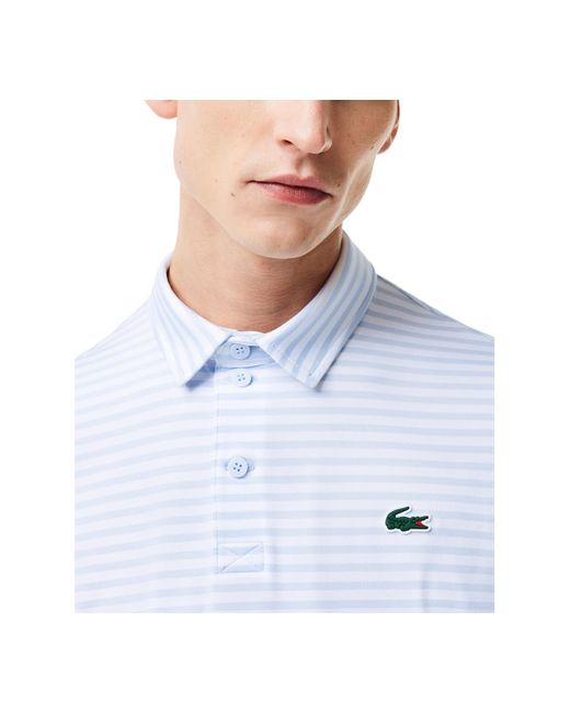 Lacoste Pink Short Sleeve Striped Performance Polo Shirt for men